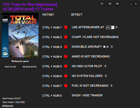 F22 Total Air War v2.30 +7 Trainer